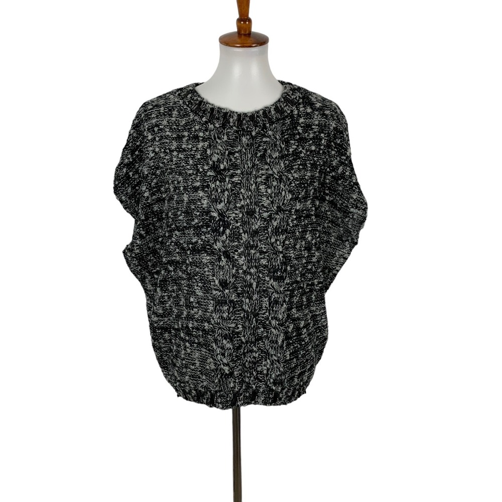 Alberto Makali Charcoal Black White Knit Sweater‎ Poncho Medium